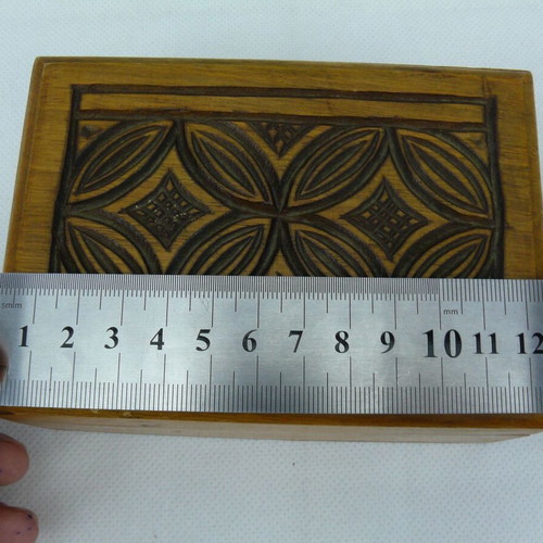 Old wooden jewelry box used, brown
