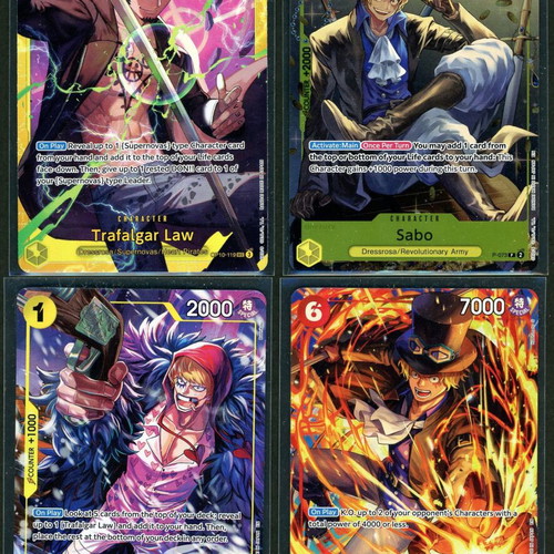 One Piece trading cards, SEC and Promo set of 7