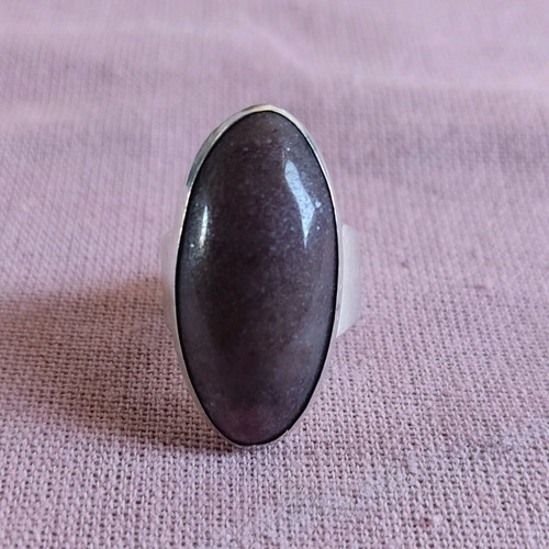 Handmade silver ring 950 with natural lepidolite stone like new