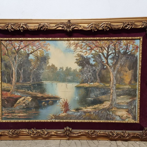 Painting by Dimitris Meintanis used with unique frame 59x100