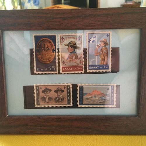 Framed unsealed scout stamp series Jamboree new