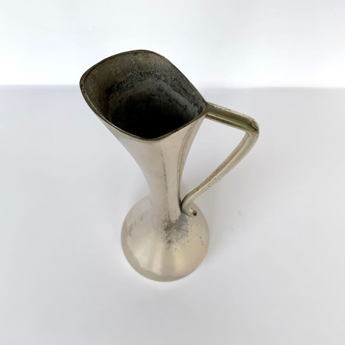 Silver-plated small vase with handle used, minimal design