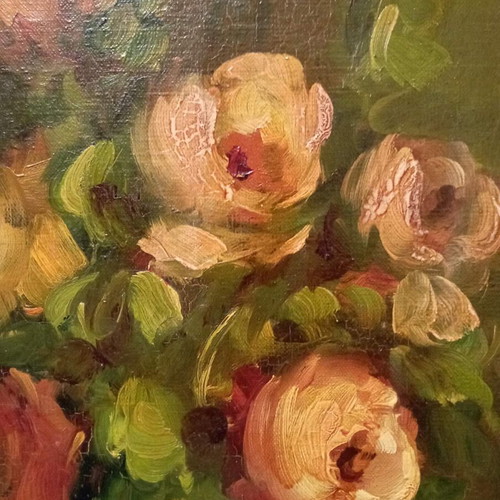 Authentic oil painting paste technique new with wooden frame