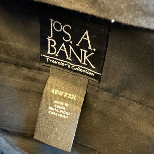 Jos A. Bank men's pants used 100% wool dark gray 48X32