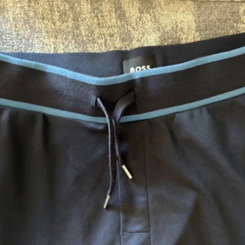 Boss men's sweatpants with baby blue embroidery, size L