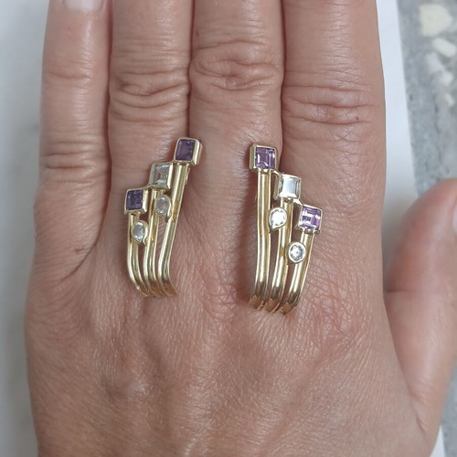 Gold 585 large earrings 3 cm length