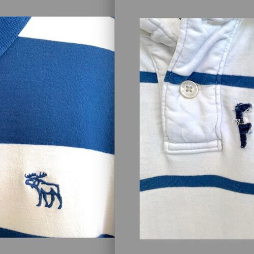 Set of 2 used Abercrombie & Fitch men's short-sleeve Polo Rugby shirts size S striped