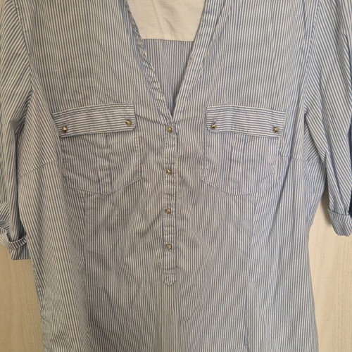 Zara Basic Ριγέ Γυναικείο Πουκάμισο Σαν Καινούργιο, Γαλάζιο Λευκό