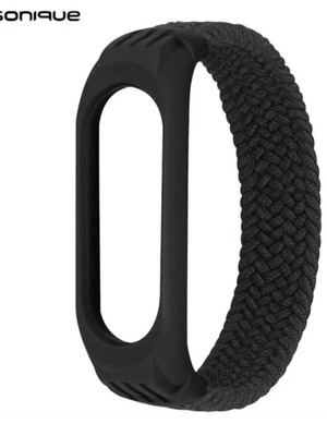 Λουράκι braided Sonique για Xiaomi Mi Band 3/4/5/6 καινούργιο, μαύρο, μέγεθος small