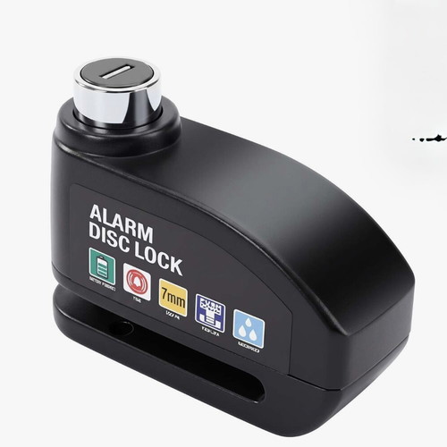 Avizar Anti-theft Motorcycle Disc Lock with 110 dB Alarm, Zinc Alloy Black