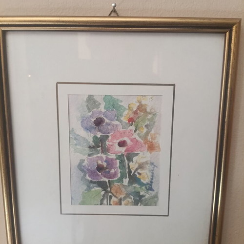 Hand-painted watercolor painting like new, 26x23 cm, Italy