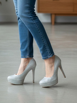 Bershka 12cm Heels with Platform and Glitter