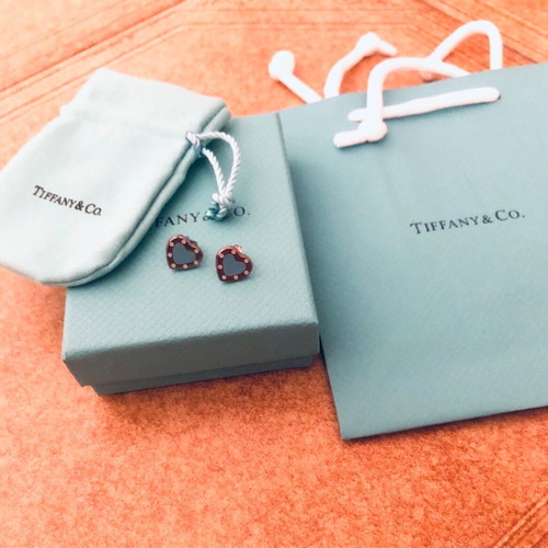Return to Tiffany heart earrings silver with blue enamel new
