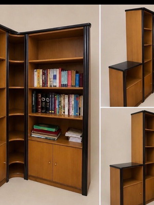 Bookcase corner unit with shelves, 1.85 m total