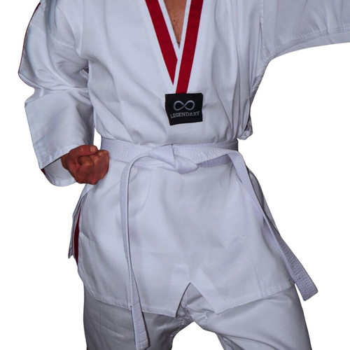 Legendary Taekwondo Dobok Set White with Red Stripe