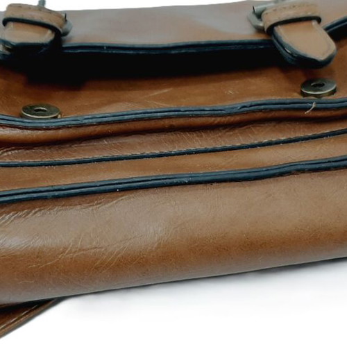 Stylish retro crossbody bag like new, soft eco leather, brown