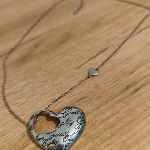Guess Steel necklace new, silver stainless steel heart pendant