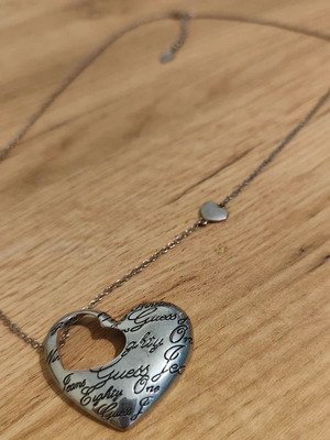 Guess Steel necklace new, silver stainless steel heart pendant