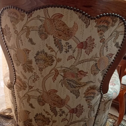 Vintage Italian living room set used, neoclassical style sofa 2 armchairs table