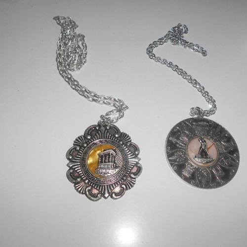 Eptaetia necklaces used, 2 pendants with Colossus and Caryatids Athens