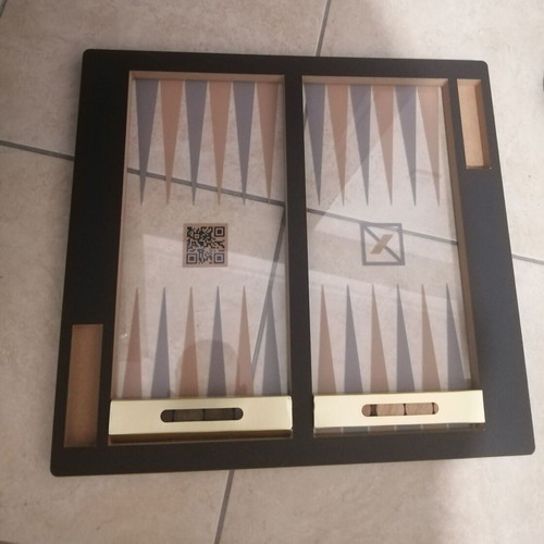 Backgammon board new plexiglass with wooden pieces 43x39