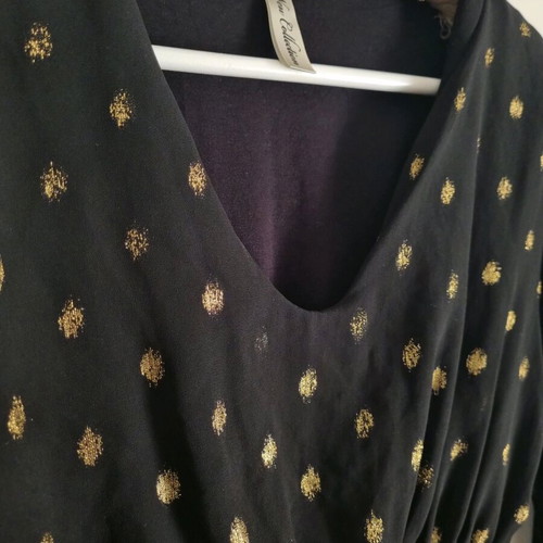Black dress with gold polka dots and lace like new, size M