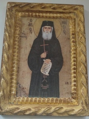 Icon of Saint Paisios new, handmade with clay 14x18 cm