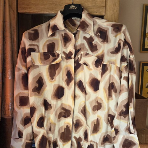 Massimo Dutti Silk Shirt Limited Edition like new, beige and brown