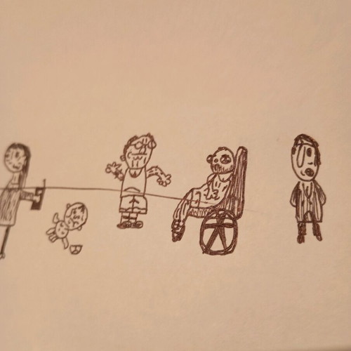 Children's drawing like new on A4 paper with pen