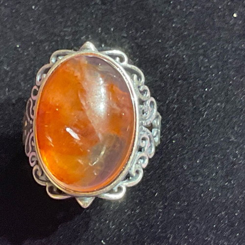Fire Quartz Silver Ring one size