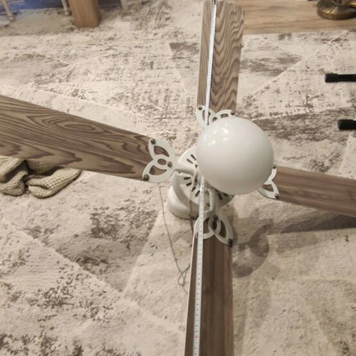 Indoor fan like new, white with wood-effect blades