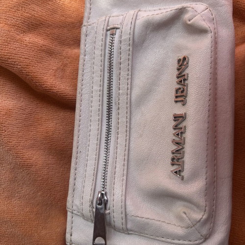 Armani Jeans clutch bag used, white with card and money pockets