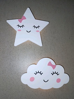 Cloud and Star wooden LED lights new