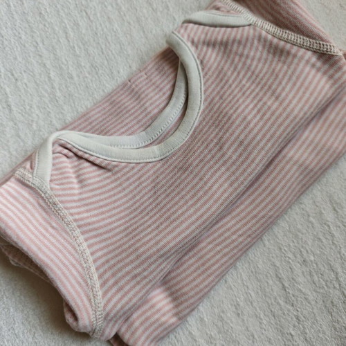 Short-sleeve bodysuits used, pack of 2, pink striped cotton