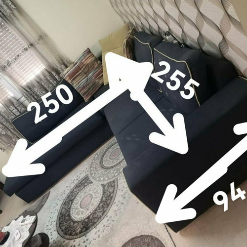 Corner sofa blue with pillows like new