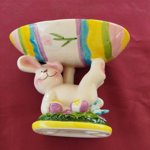 Easter porcelain egg holder new with bunny design