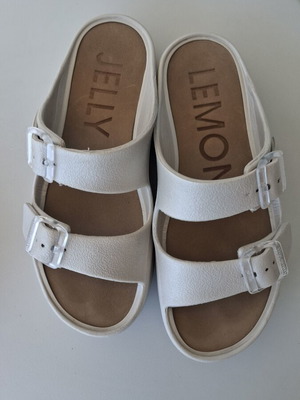 Lemon Jelly Pearl Metal πλατφόρμες σαγιονάρες μέγεθος 37 μεταχειρισμένες, γκρι ασημί