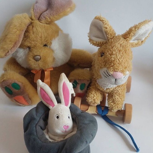 Plush toys like new, set of three rabbits