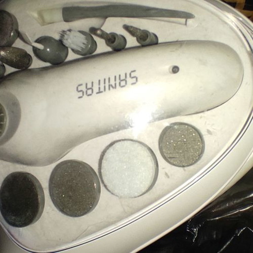 Electric nail drill and files for manicure used