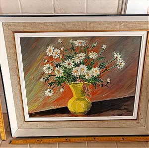 Πίνακας ζωγραφικής με θεμα "βάζο λουλουδιων" διαστάσεων 42εκ χ 51εκ με υπογραφή ζωγράφου.