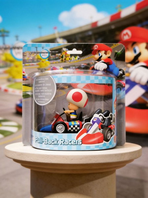 Super Mario Wii Pull Back Racers Toad σφραγισμένη φιγούρα 12εκ