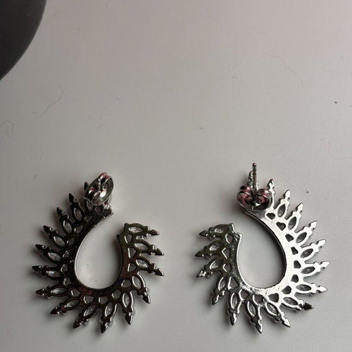 Women's zircon earrings marquise cut crescent hoop
