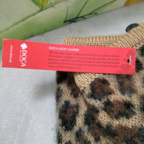Doca Lucky Charm Fingerless Gloves new, beige brown