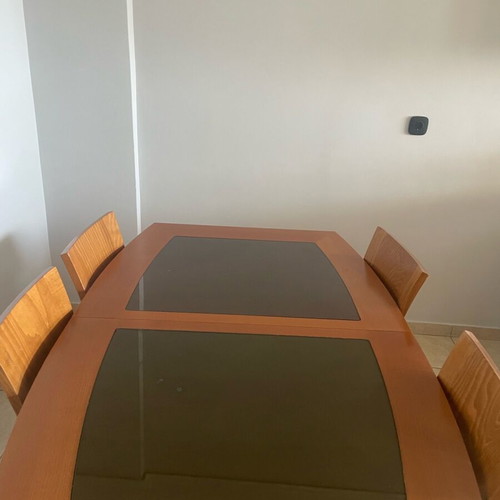 Wooden dining table with wooden chairs used, 1.60 x 1 m