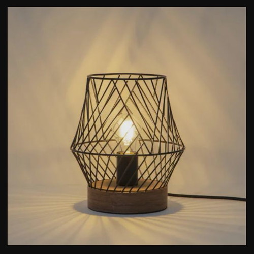 INSPIRE Kanel table lamp in black matte and dark wood new