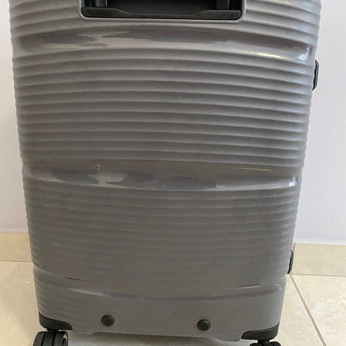 Saxoline cabin suitcase used, gray, hard shell with 4 wheels