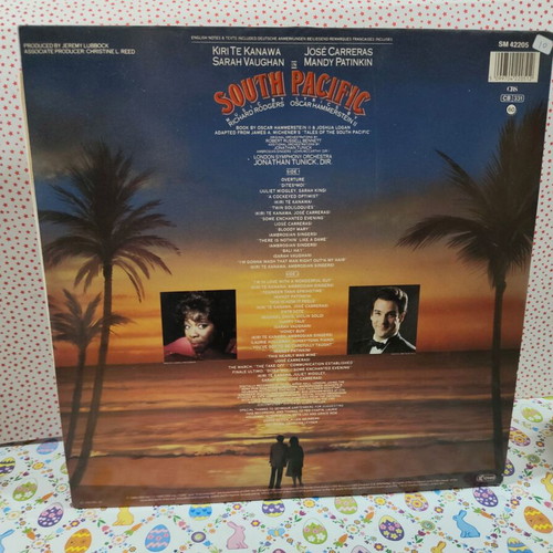 South Pacific vinyl record used, Kiri Te Kanawa, José Carreras, Sarah Vaughan, Mandy Patinkin