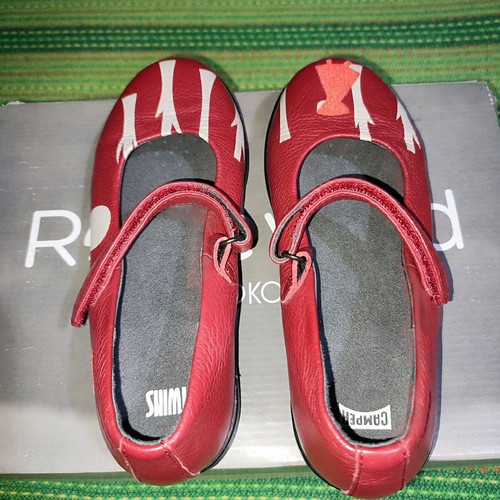 Camber Twins leather girls' shoes size 31 like new, white and red ballerinas
