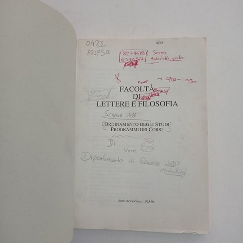 Bollettino Notiziario Faculty of Letters and Philosophy like new, University of Padova