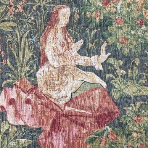 French tapestry used, large medieval-style replica
